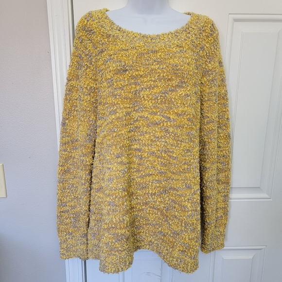 Soft Surroundings Yellow Gray Marled Textured Knit Sweater Size Medium - Picture 3 of 10